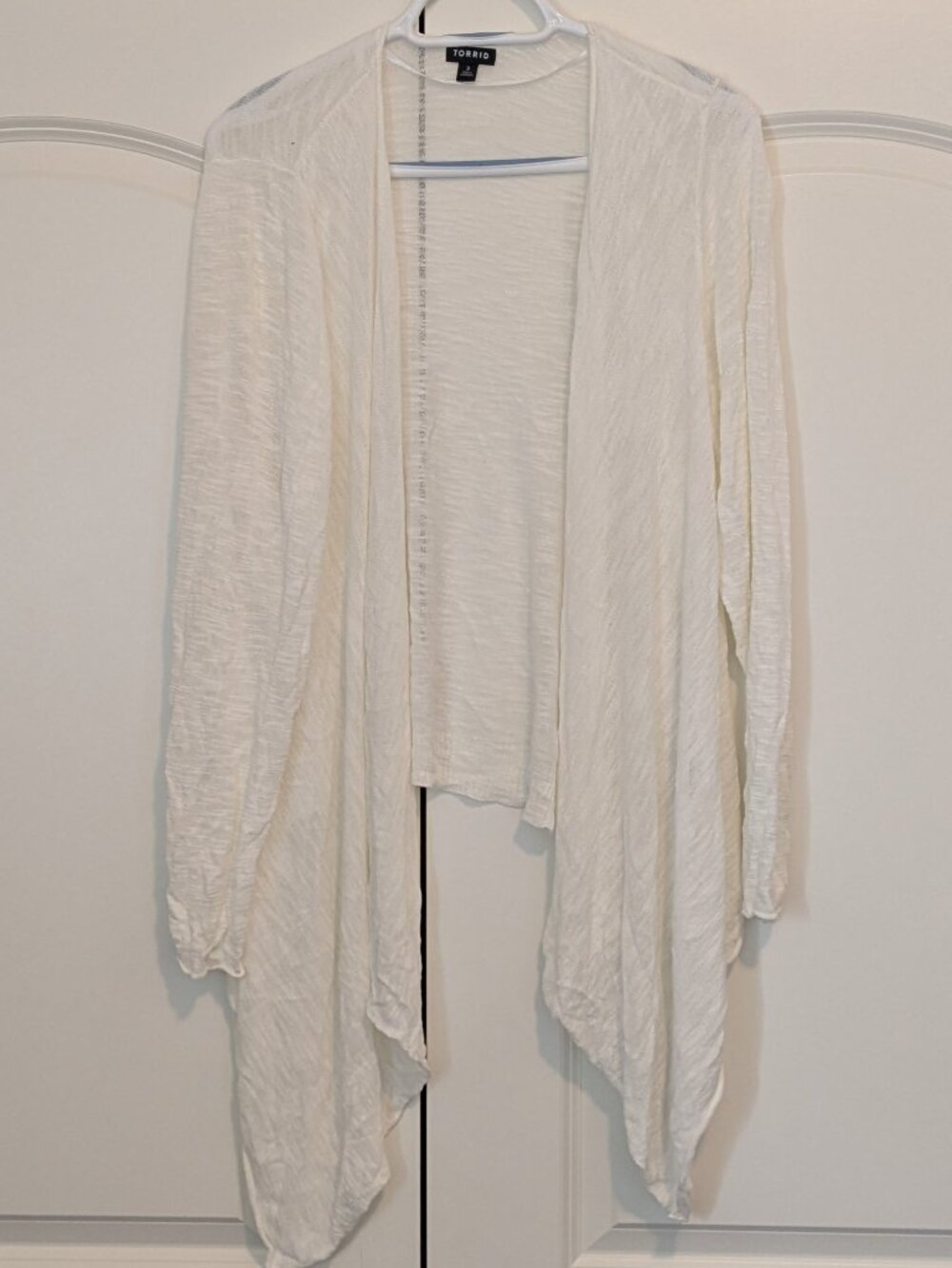 Sheer White Drape Front Cardigan Torrid 3